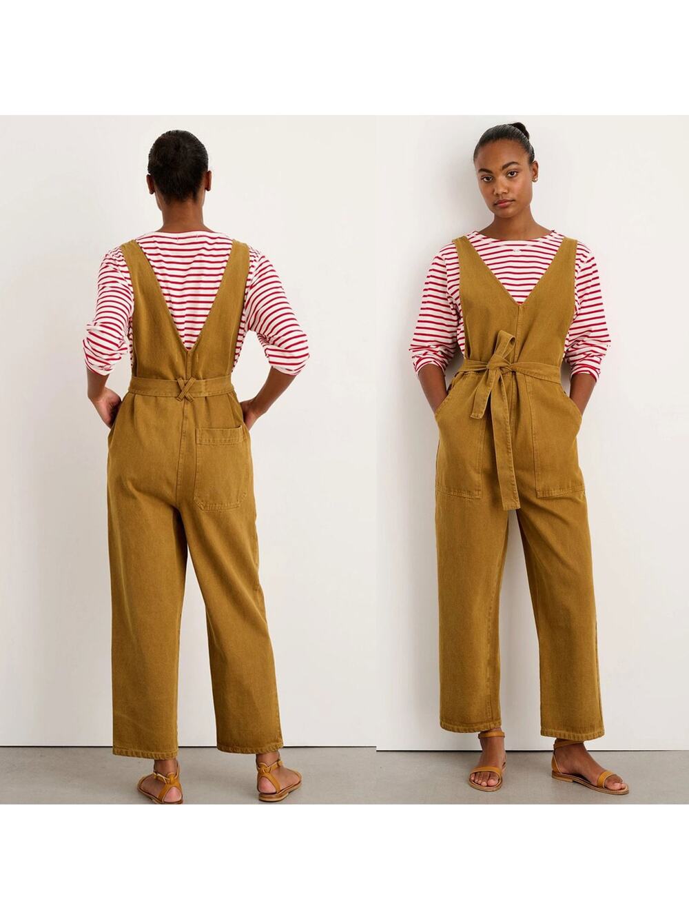 Alex Mill Ollie Wide Leg Overall Jumpsuit Golden Khaki XS 100% Cotton Utility